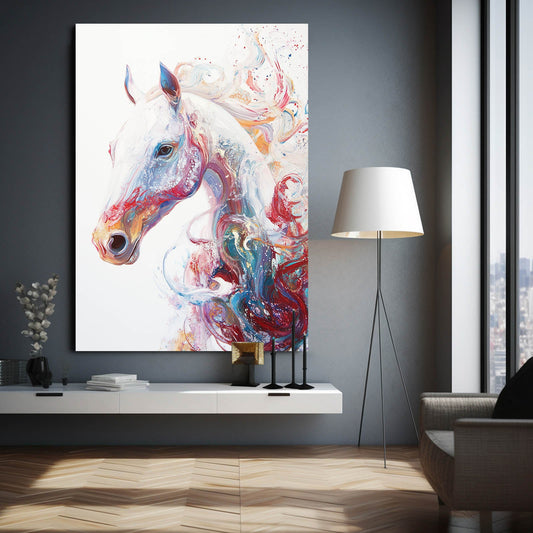 Large Horse Art – angled canvas view on white background