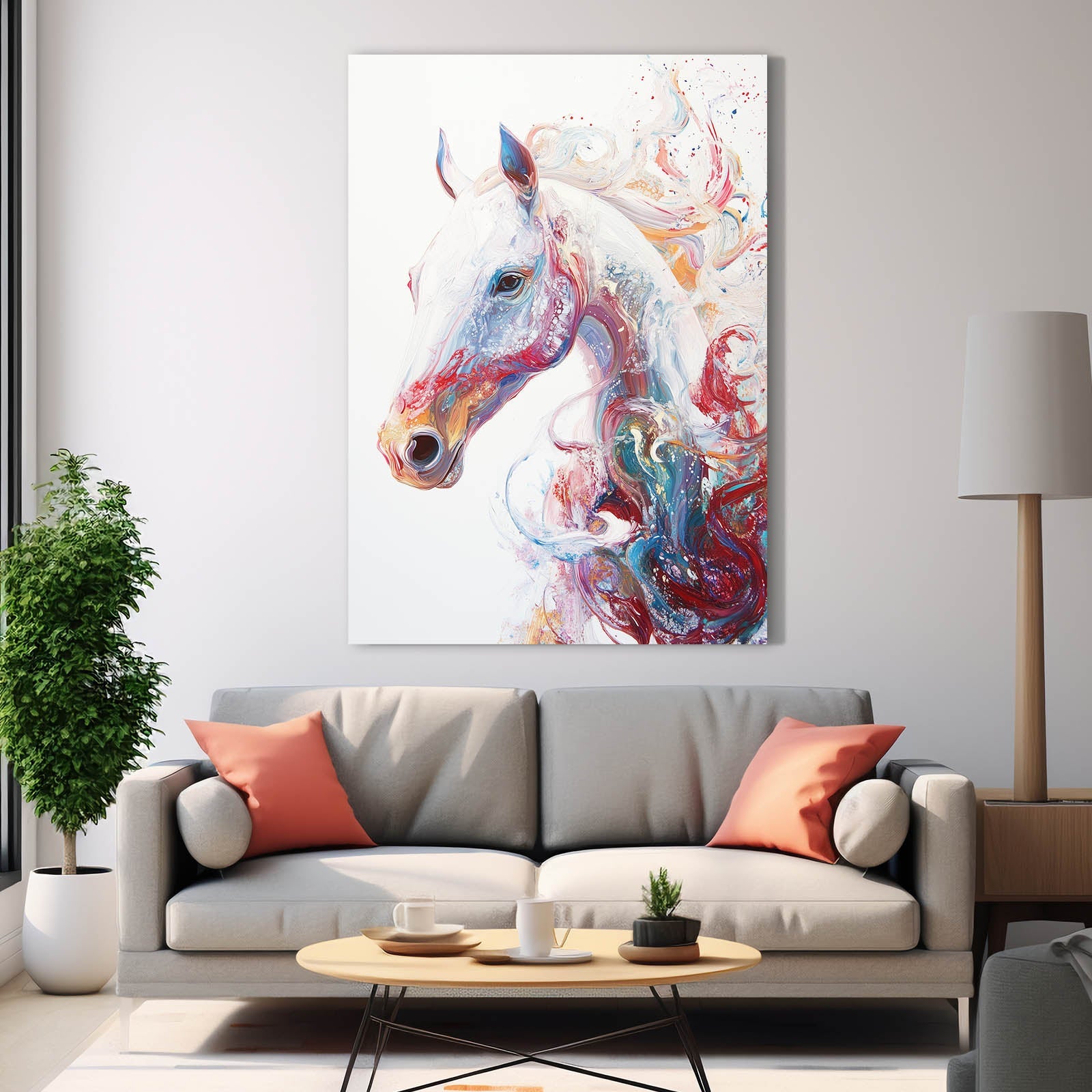 Large Horse Art – angled canvas view on white background