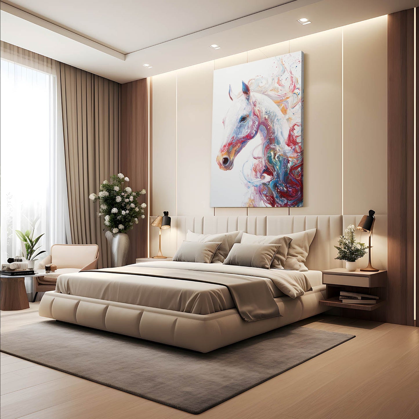 Large Horse Art – angled canvas view on white background