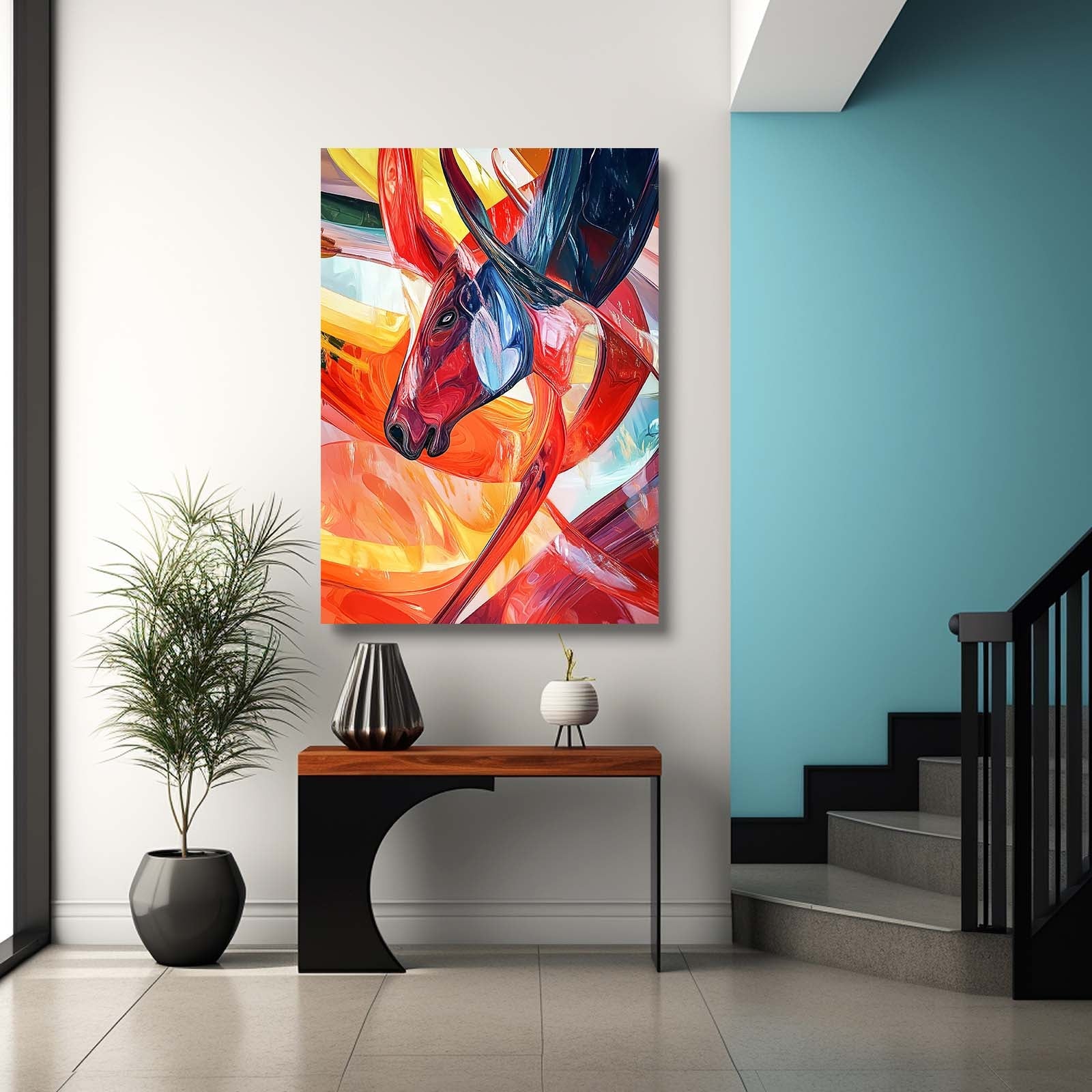Large Horse Artwork – angled canvas view on white background