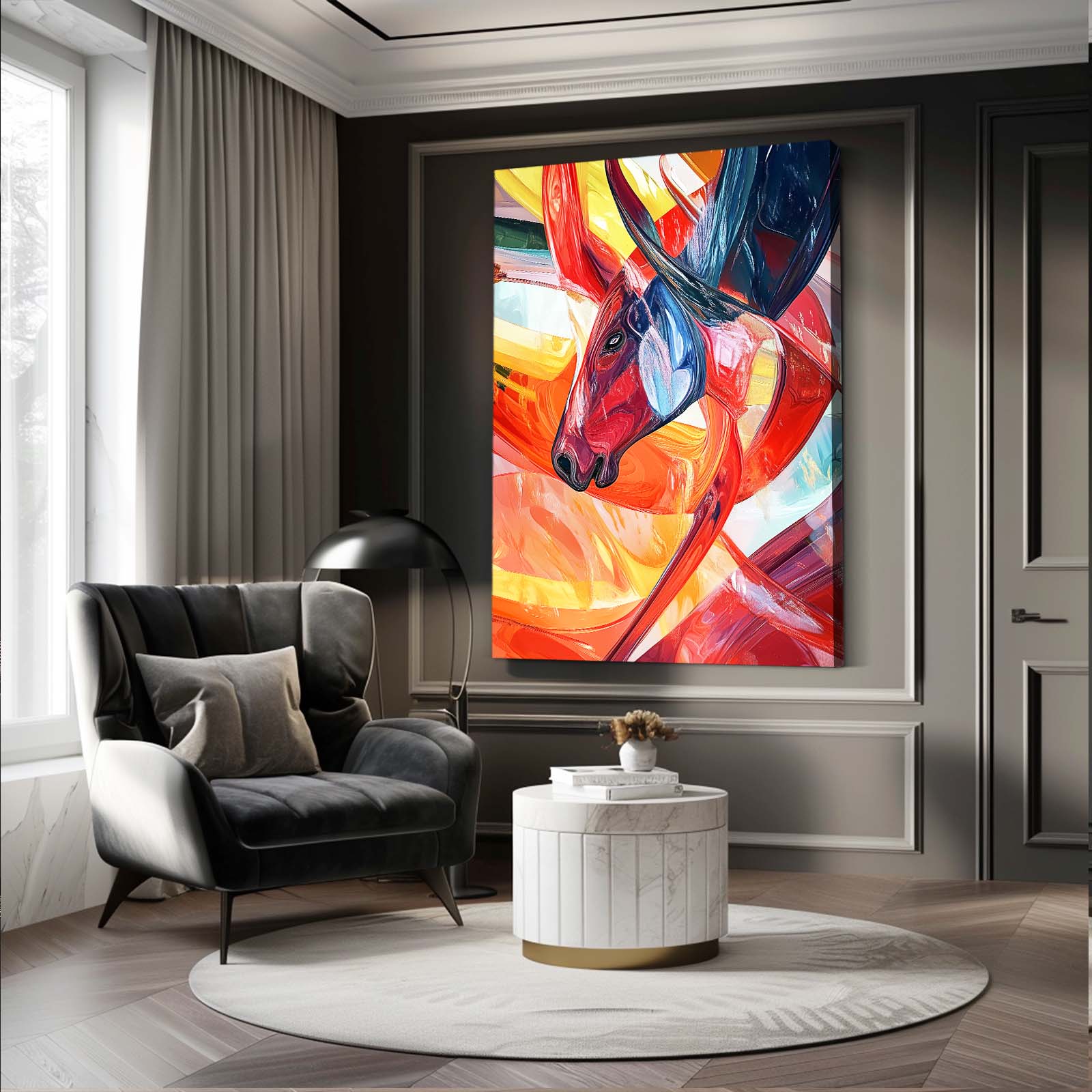 Large Horse Artwork – angled canvas view on white background