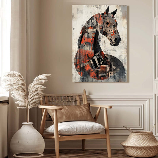 Large Horse Canvas Art – angled canvas view on white background