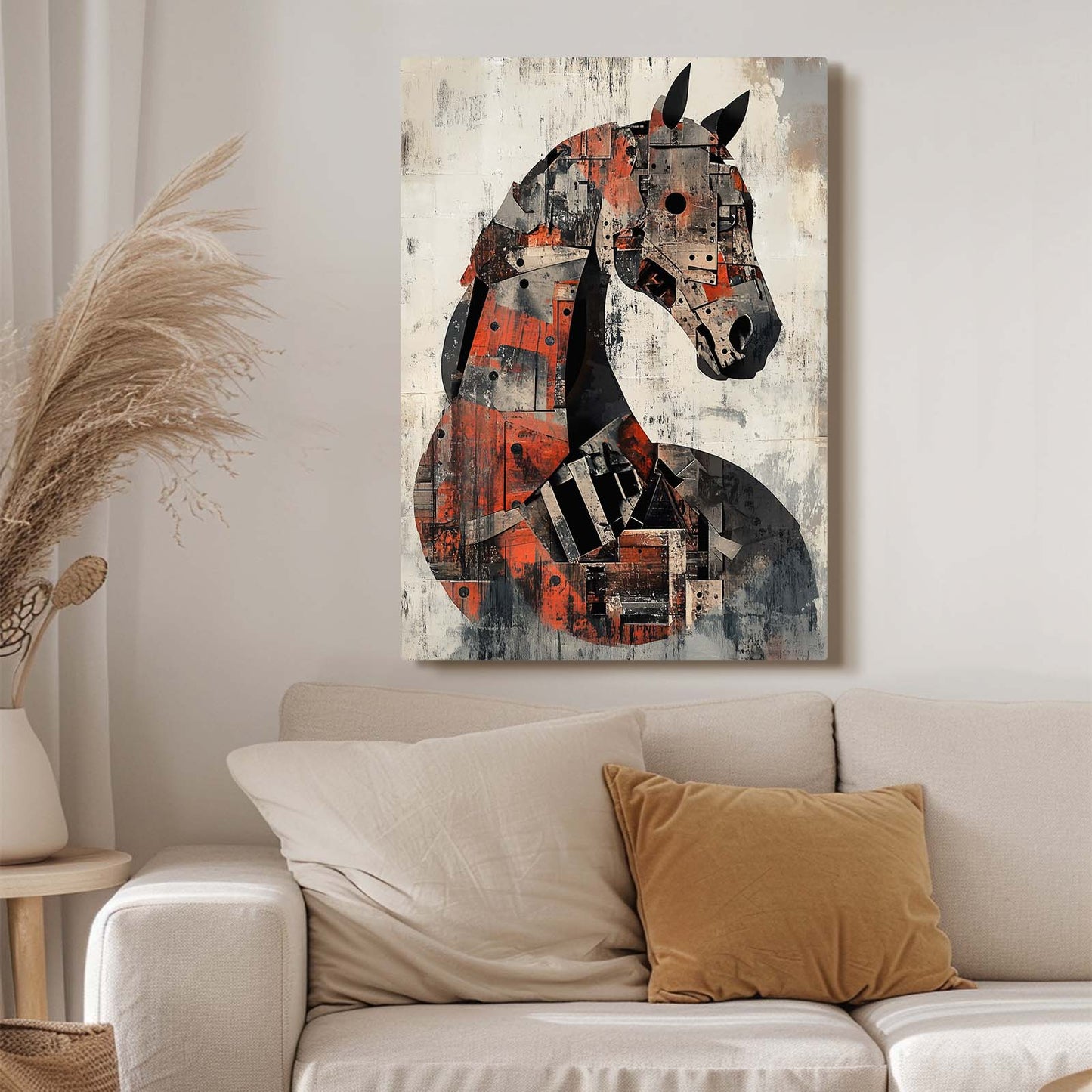 Large Horse Canvas Art – angled canvas view on white background