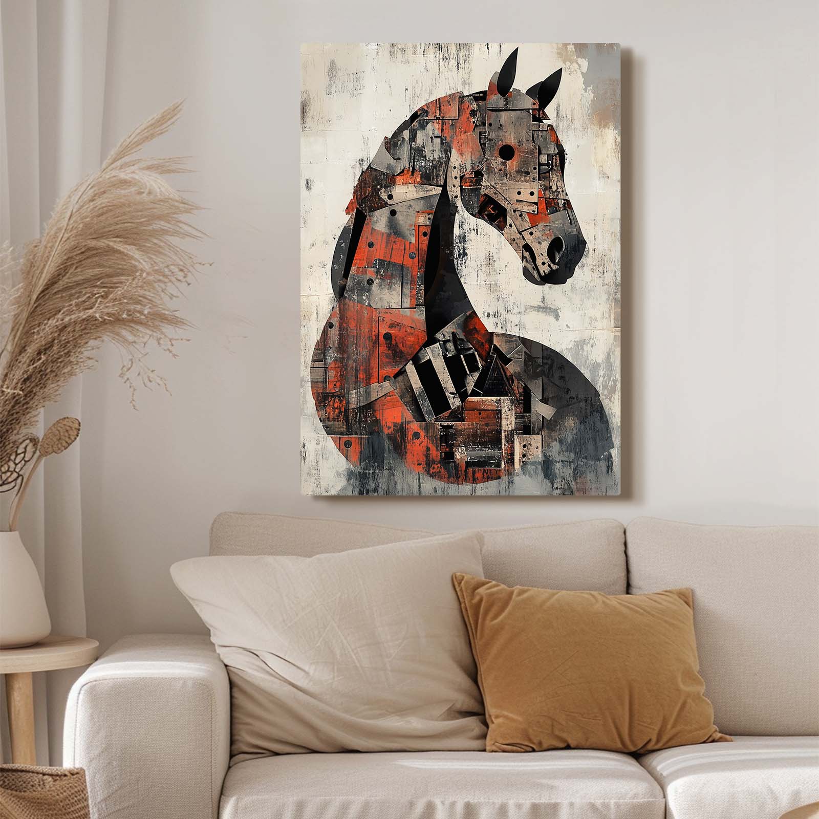 Large Horse Canvas Art – angled canvas view on white background