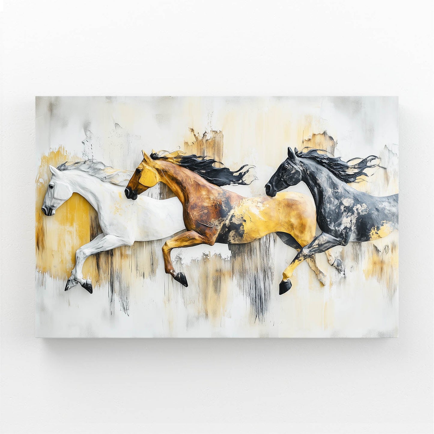 Large Modern Horse Wall Art – angled canvas view on white background