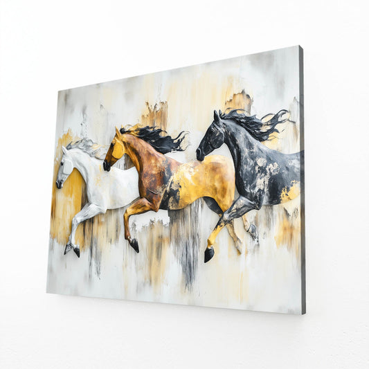 Large Modern Horse Wall Art – angled canvas view on white background