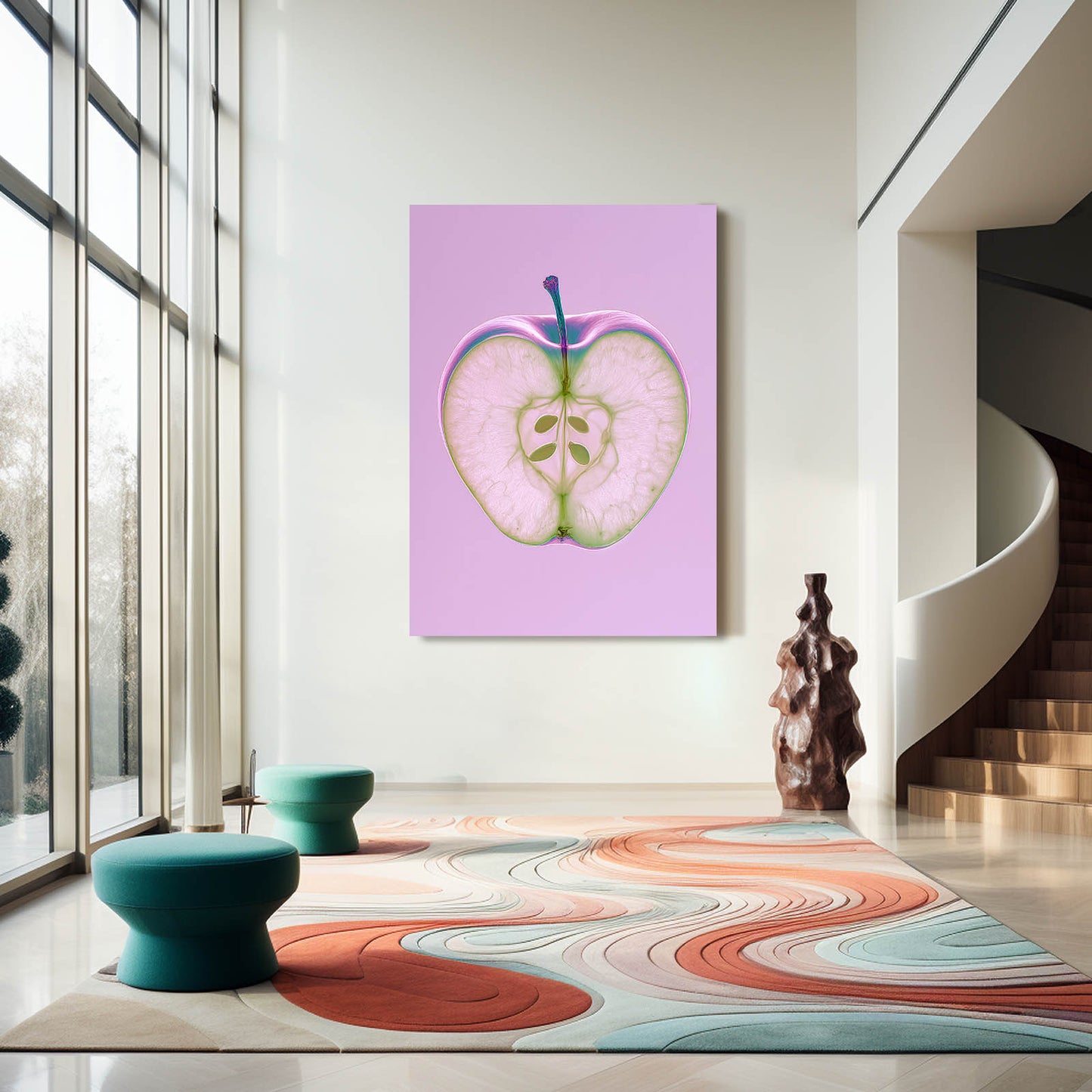 Lavender Half Section Apple Wall Decor – styled in a furnished interior