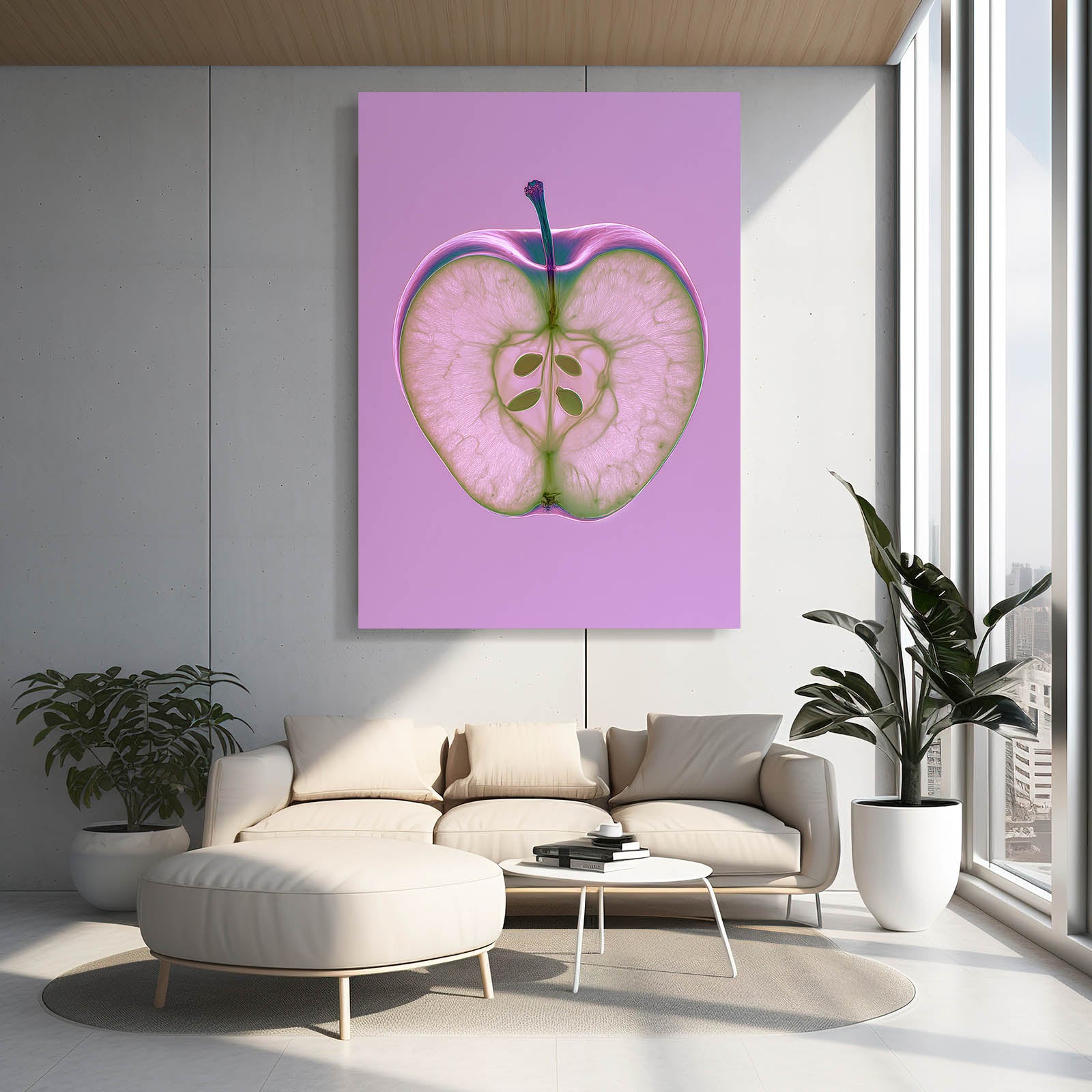 Lavender Half Section Apple Wall Decor – styled in a furnished interior