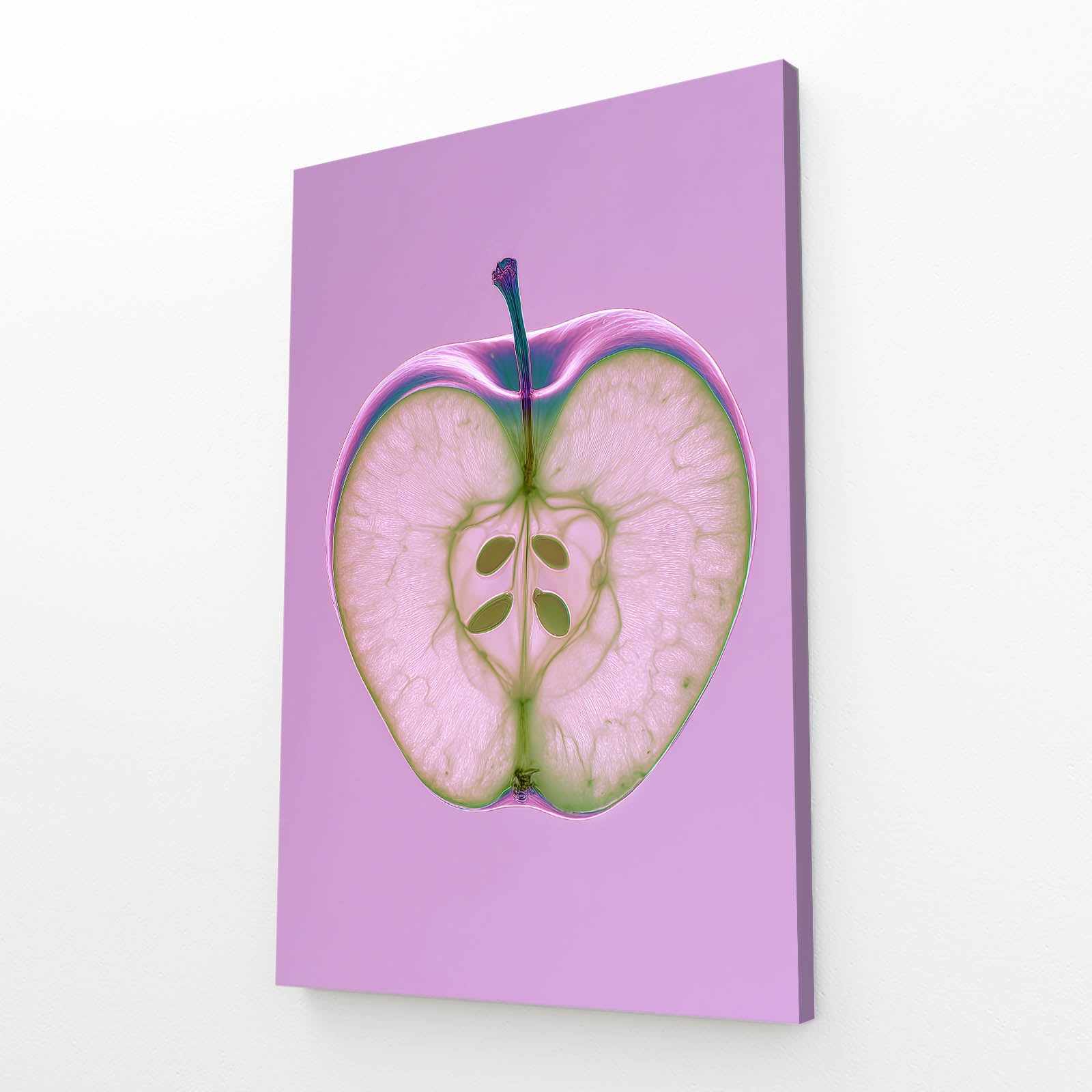 Lavender Half Section Apple Wall Decor – angled canvas view on white background