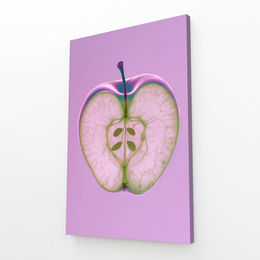 Lavender Half Section Apple Wall Decor – angled canvas view on white background