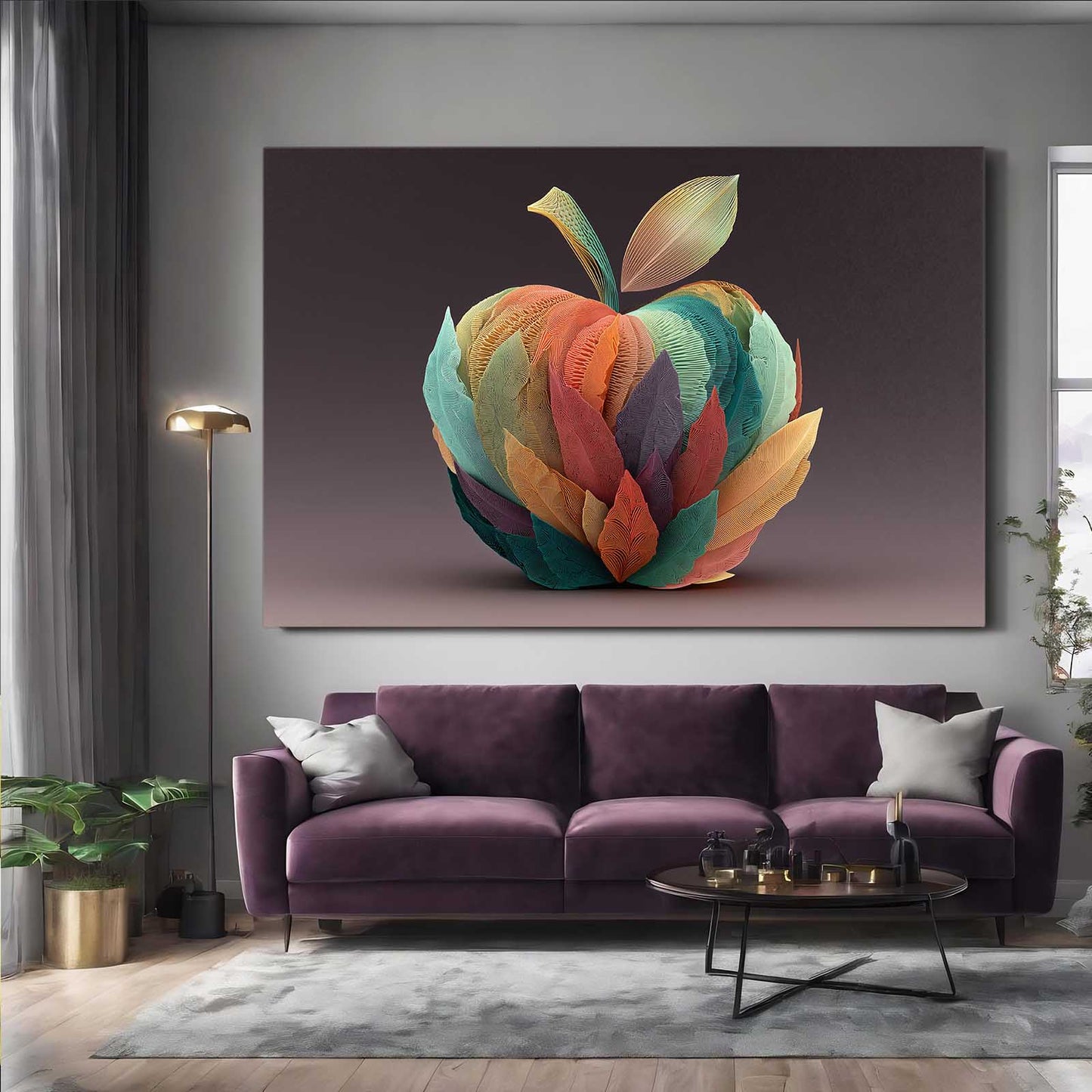 Layered Color Facets Apple Canvas – styled in a furnished interior
