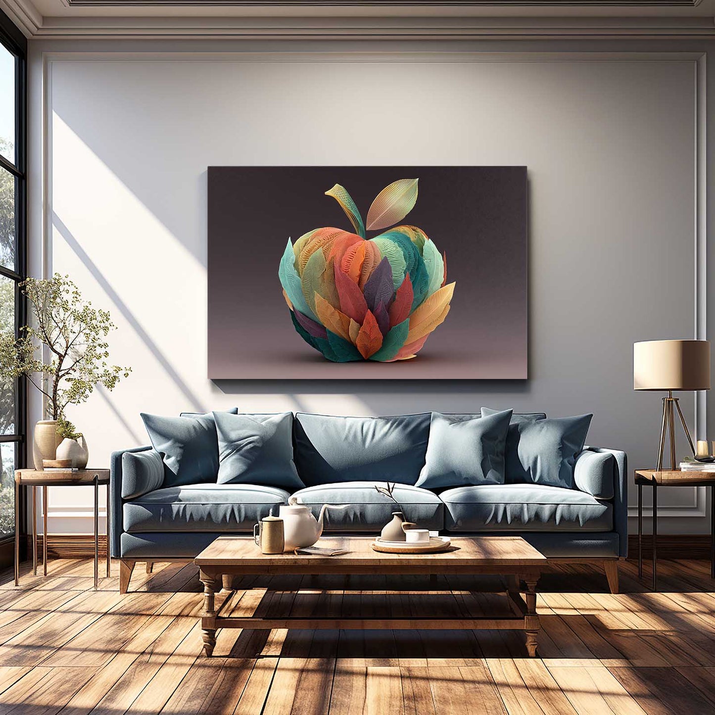 Layered Color Facets Apple Canvas – styled in a furnished interior