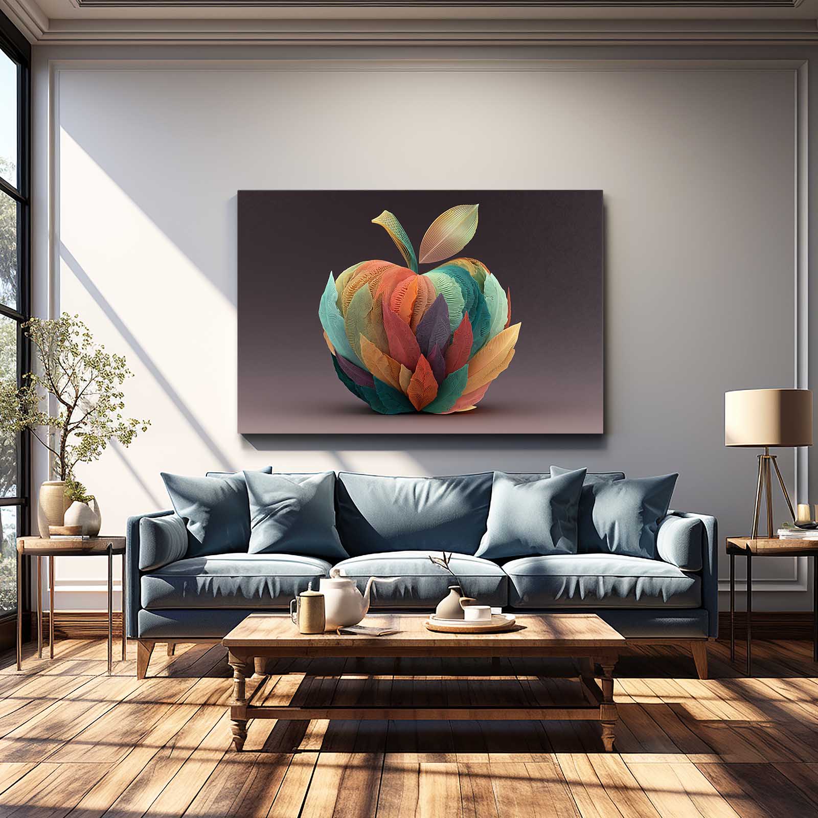 Layered Color Facets Apple Canvas – styled in a furnished interior