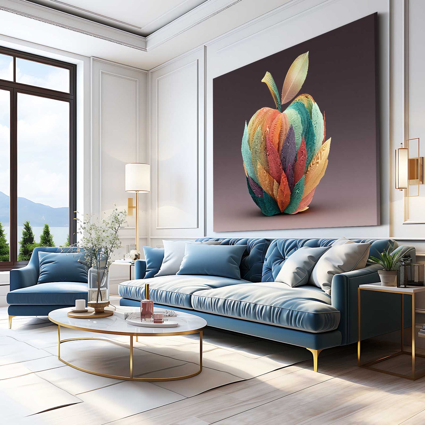 Layered Color Facets Apple Canvas – styled in a furnished interior