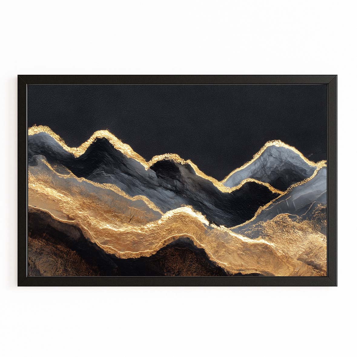 Layered Gold Peaks Wall Decor – with Premium Black frame on white background