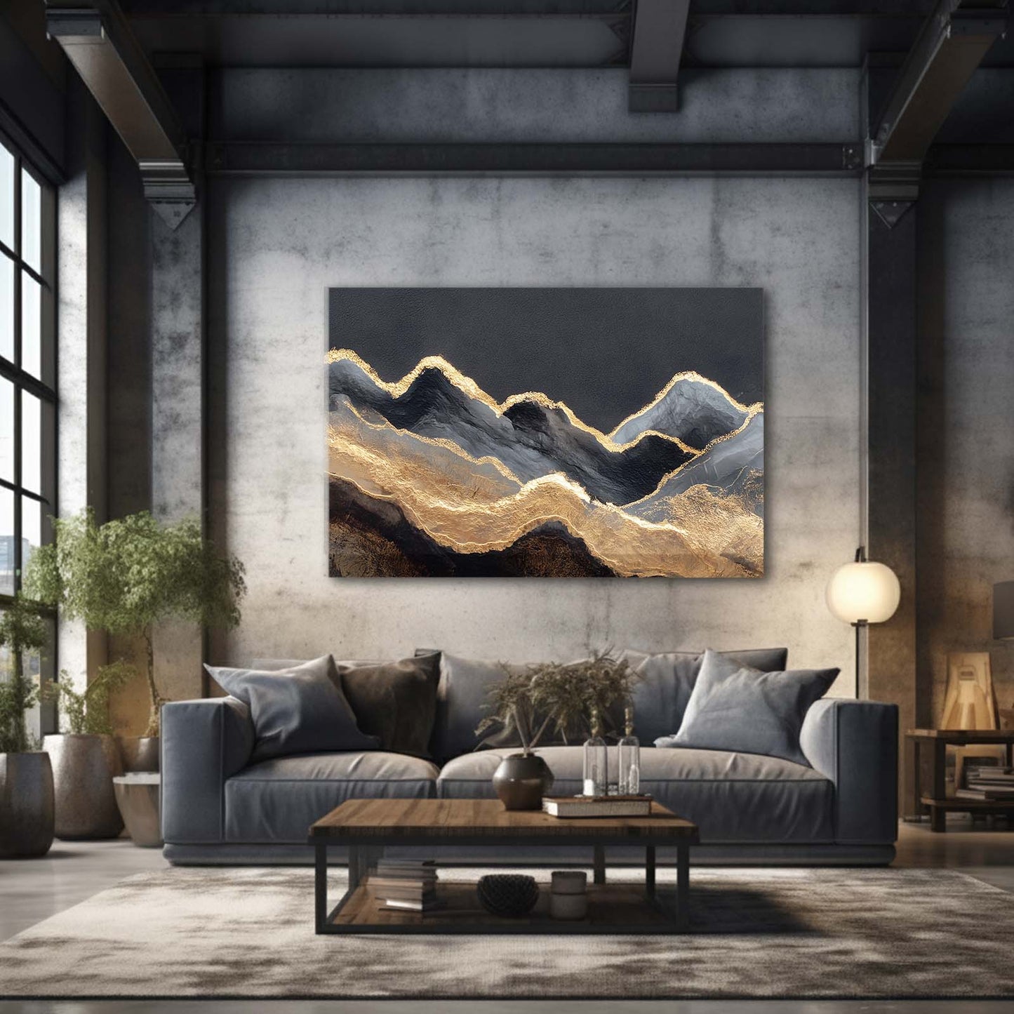 Layered Gold Peaks Wall Decor – styled in a furnished interior