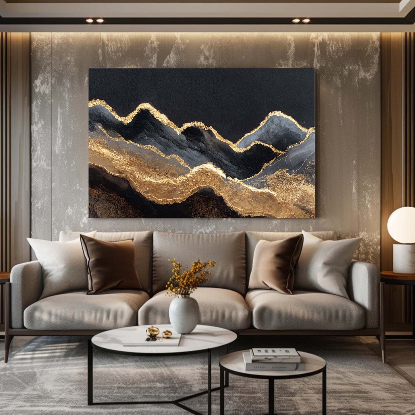 Layered Gold Peaks Wall Decor – styled in a furnished interior