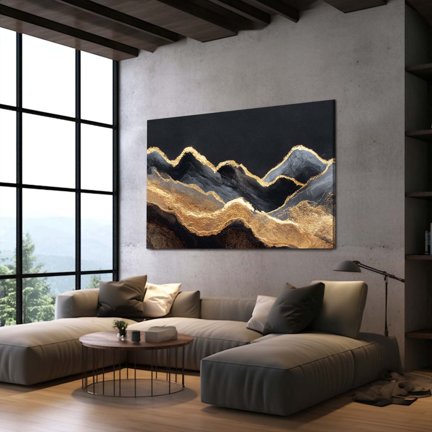 Layered Gold Peaks Wall Decor – styled in a furnished interior