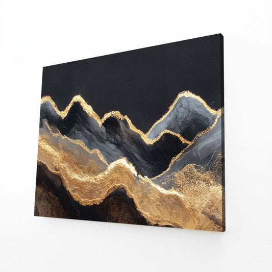 Layered Gold Peaks Wall Decor – angled canvas view on white background