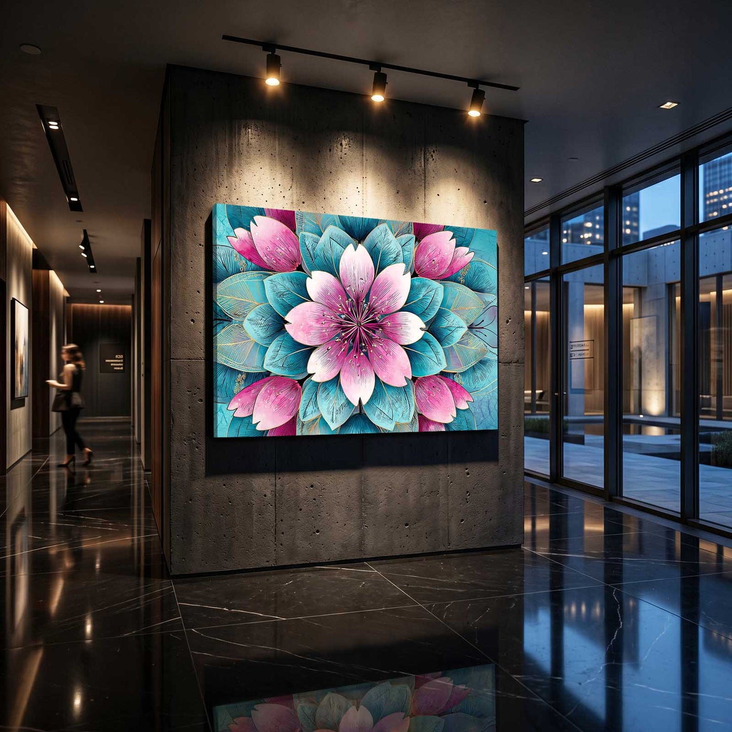 Layered Petal Mandala Cherry Blossom Wall Decor – styled in a furnished interior