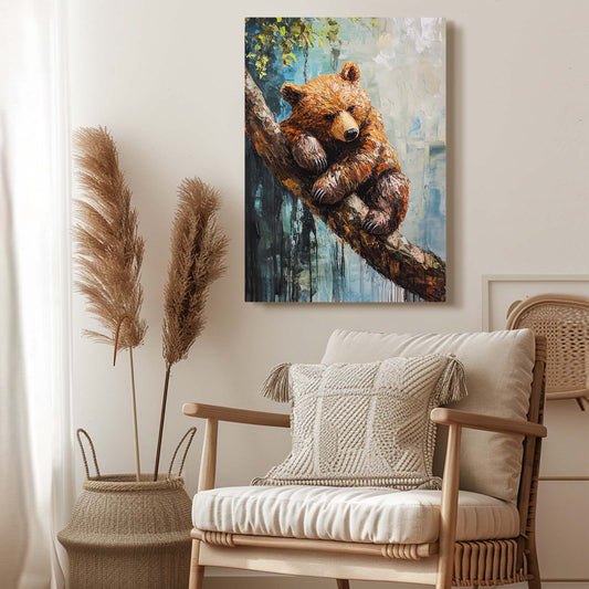 Lazy Bear Print — contemporary canvas print in brown tones, view 3