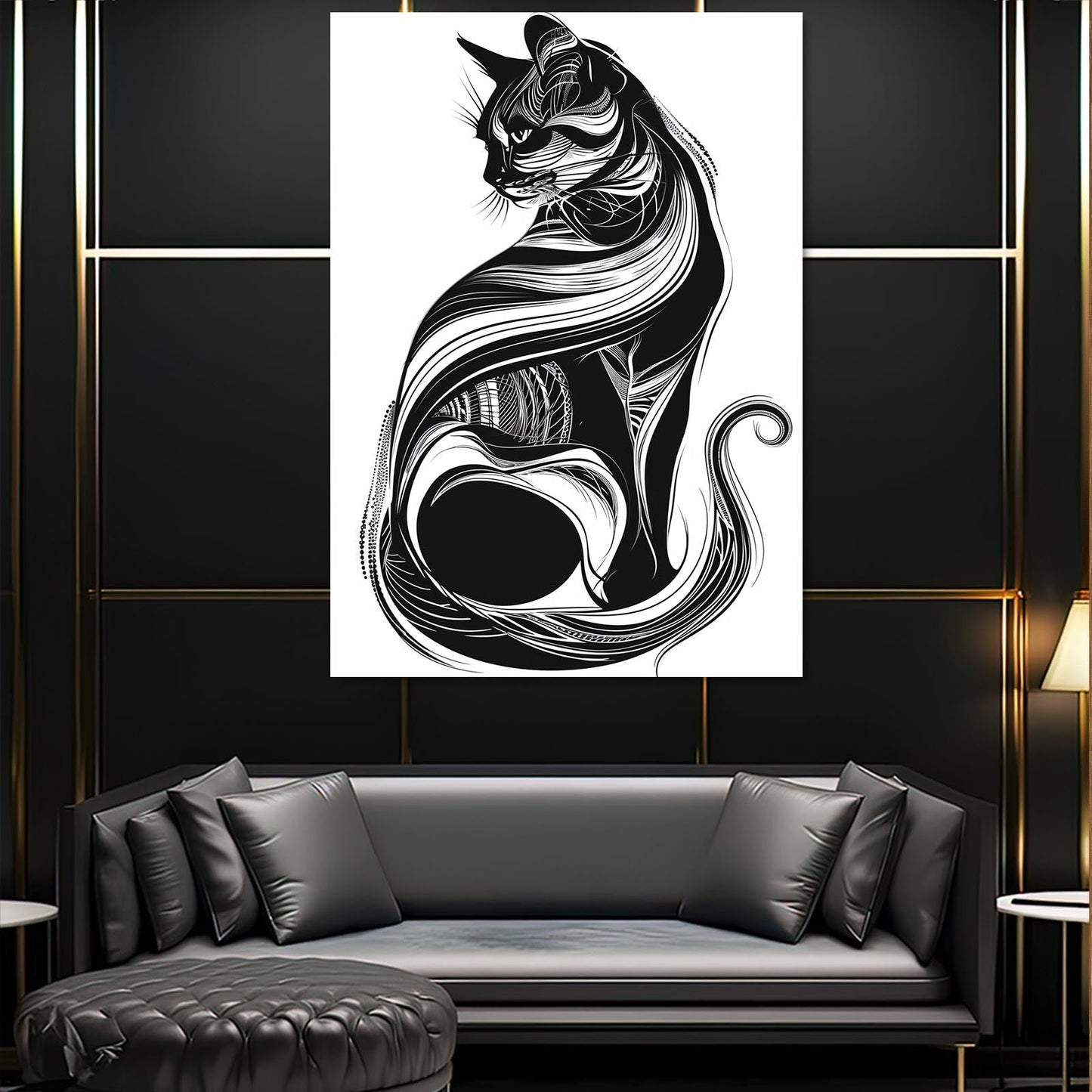 Line Art Cat Wall Art