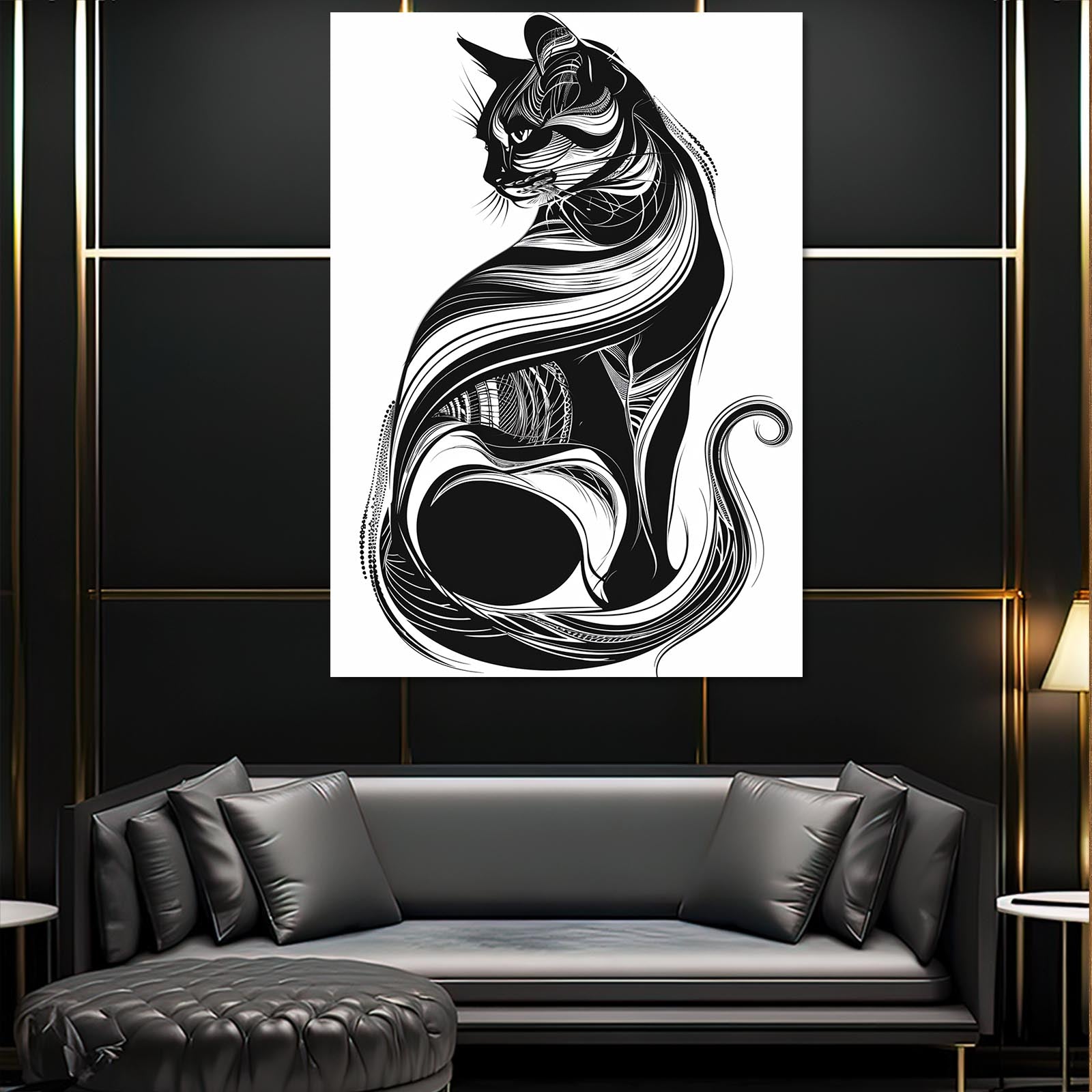 Line Art Cat Wall Art