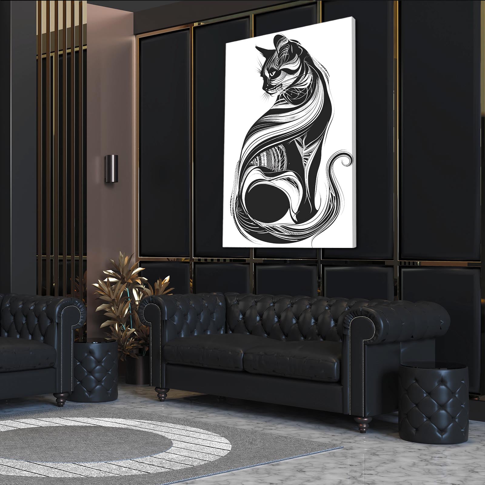 Line Art Cat Wall Art