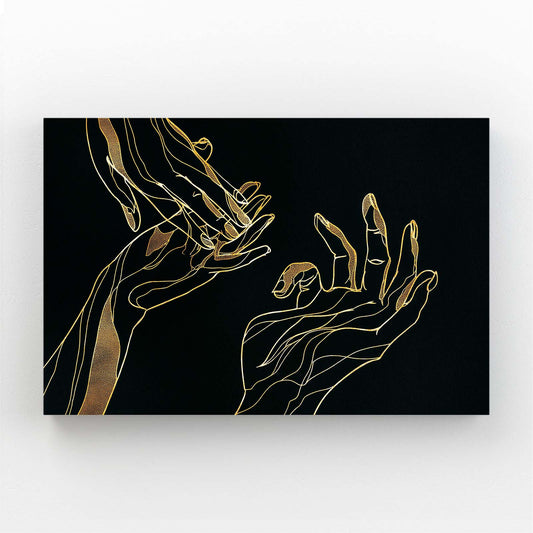 Line Art Hands Gold Wall Art – line art hands gold canvas print
