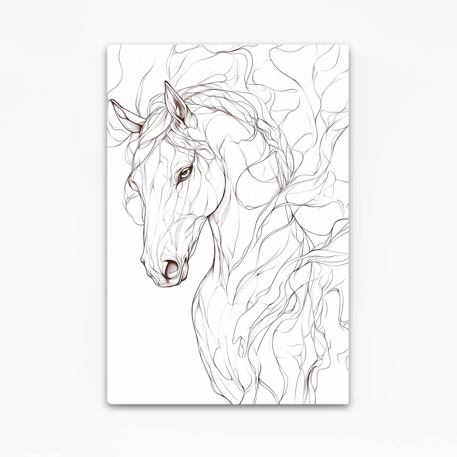 Line Art Horse Prints – angled canvas view on white background