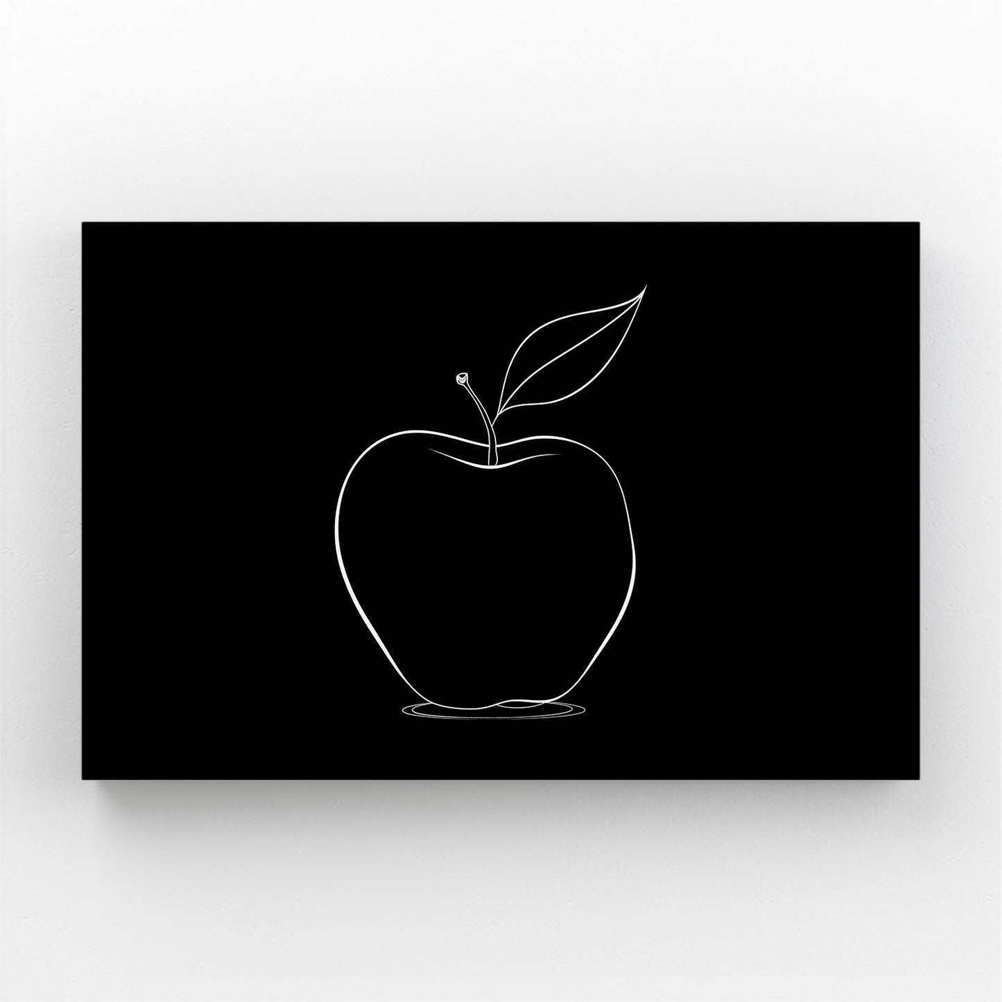 Line Art On Black Apple Wall Art – line art on black apple canvas print