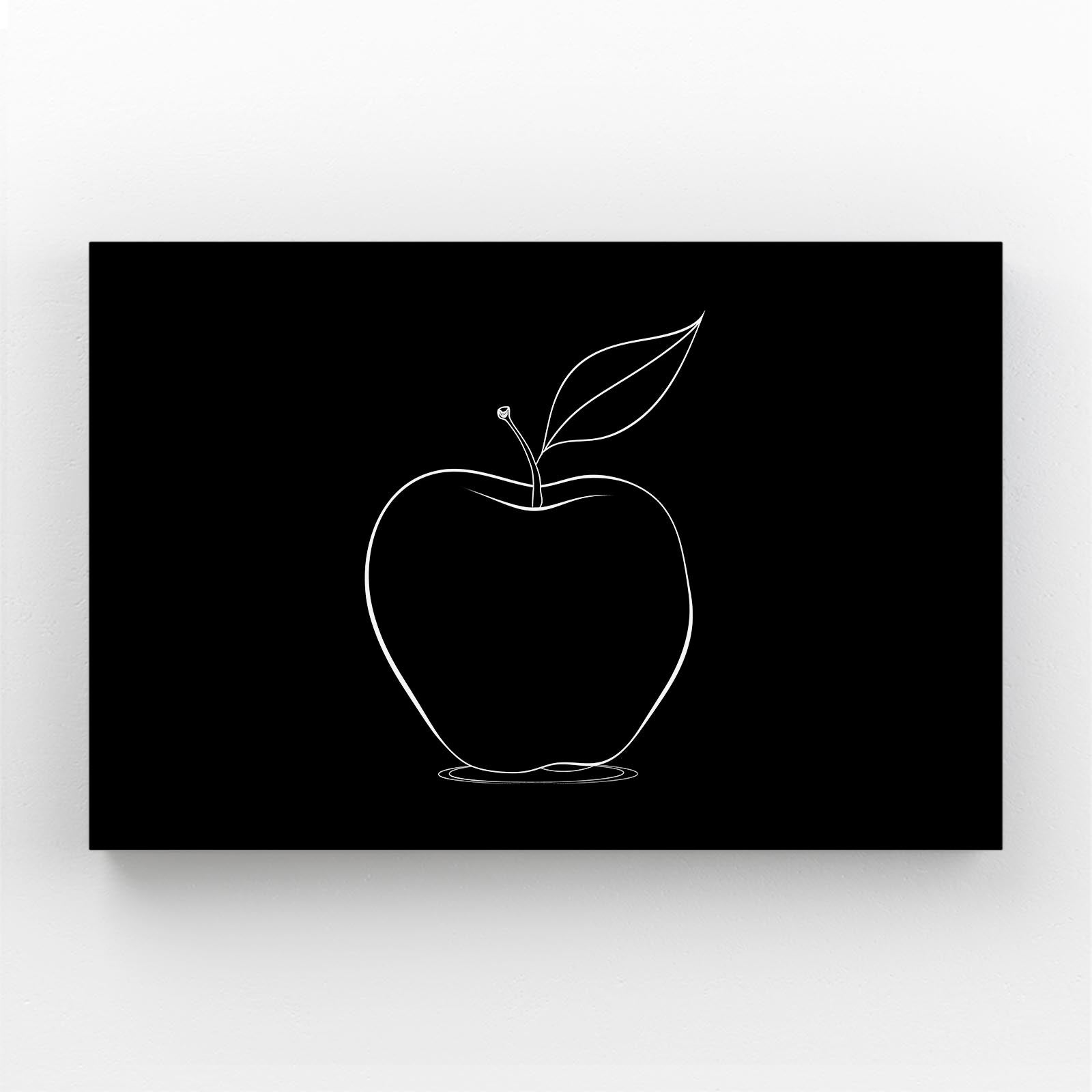 Line Art On Black Apple Wall Art – line art on black apple canvas print