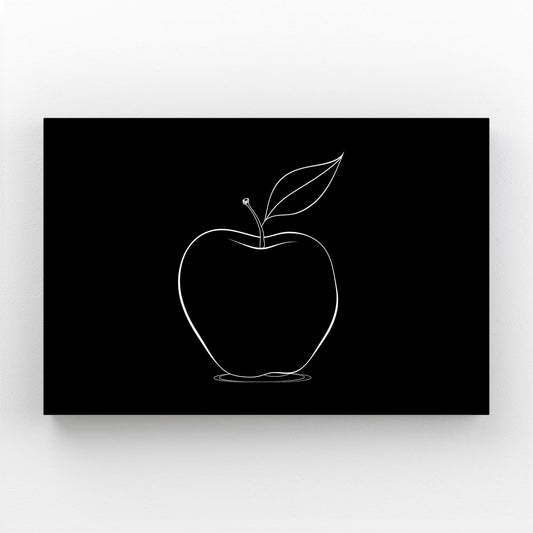 Line Art On Black Apple Wall Art – line art on black apple canvas print