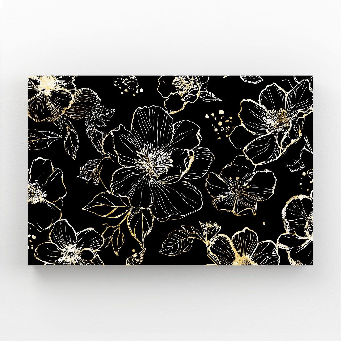 Line Bloom Pattern Gold Art – line bloom pattern gold canvas print