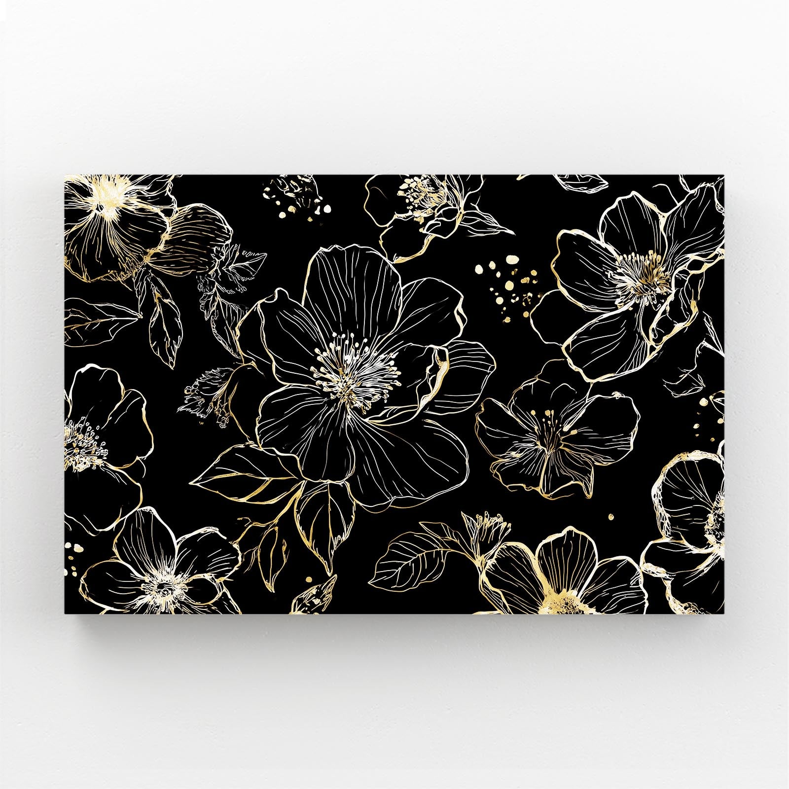 Line Bloom Pattern Gold Art – line bloom pattern gold canvas print