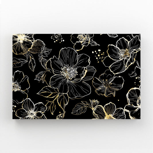 Line Bloom Pattern Gold Art – line bloom pattern gold canvas print