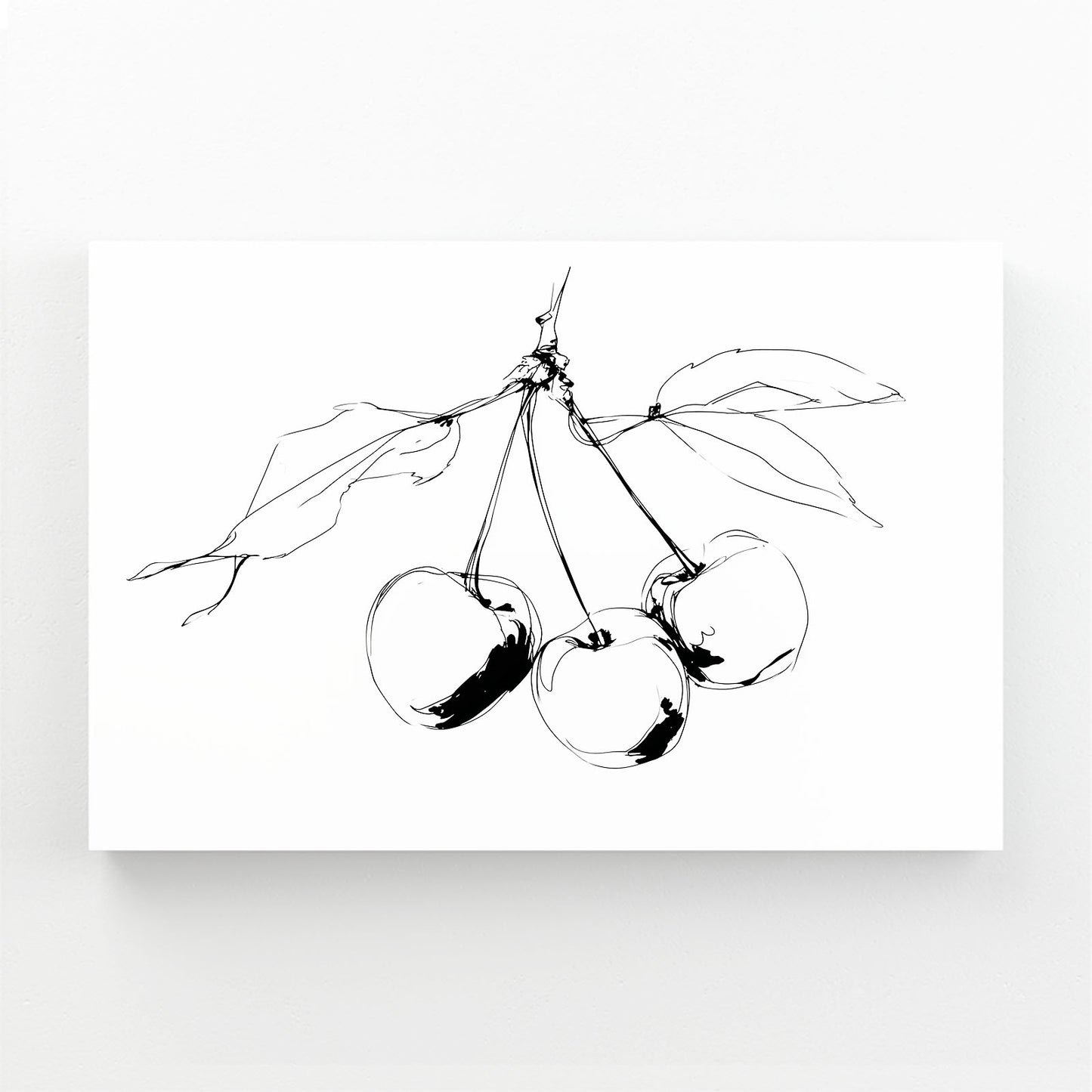 Line Cherry Sketch Fruit Wall Art – canvas print on white background