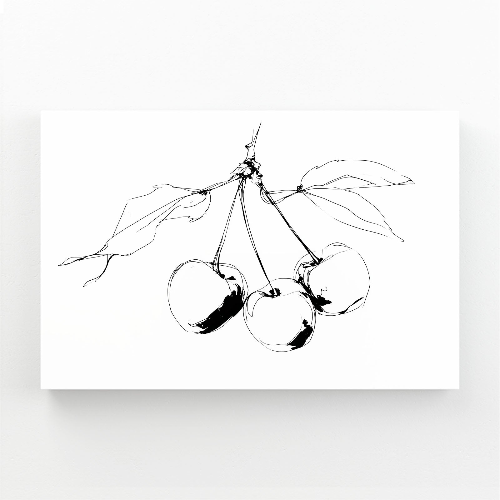 Line Cherry Sketch Fruit Wall Art – canvas print on white background