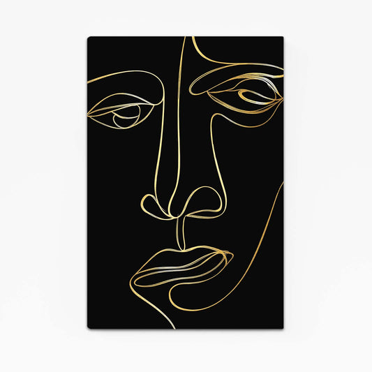 Line Face Portrait Gold Art – line face portrait gold canvas print