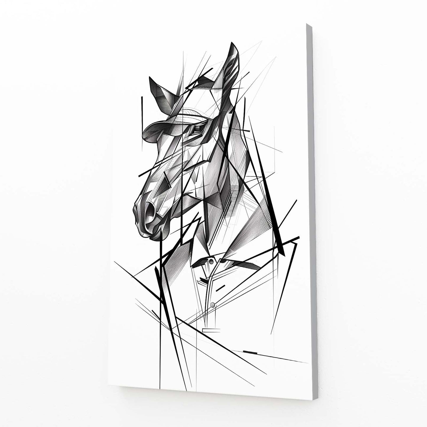 Line Horse Canvas – angled canvas view on white background