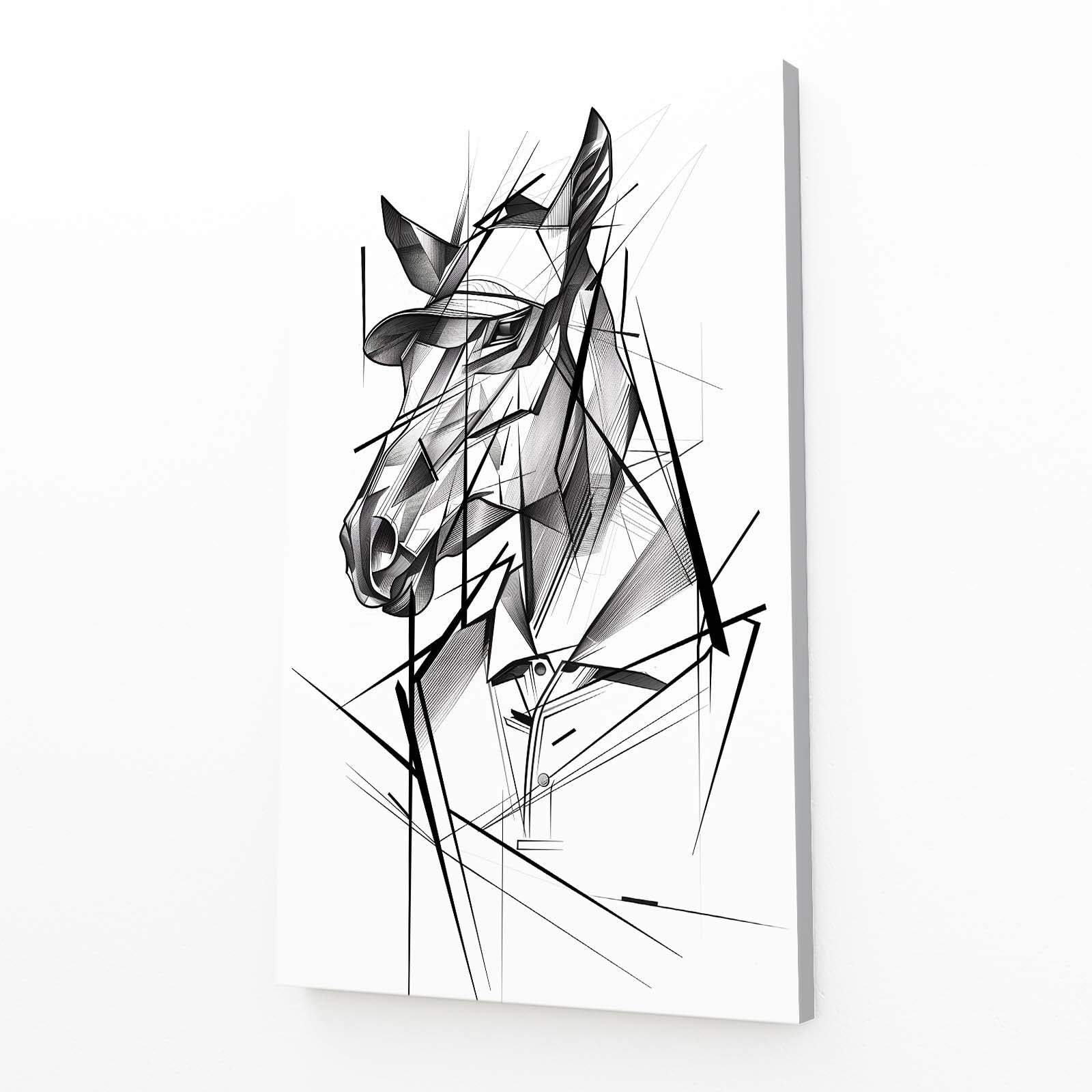 Line Horse Canvas – angled canvas view on white background