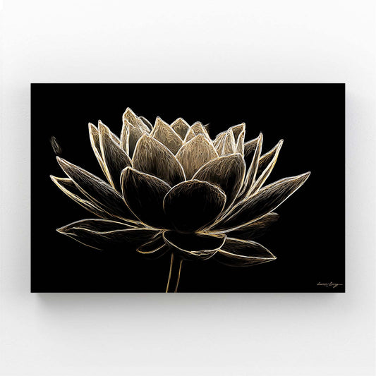 Line Lotus Bloom Gold Canvas Art – line lotus bloom gold canvas print