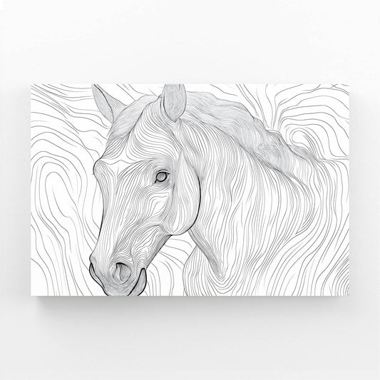 Lined Horse Canvas – angled canvas view on white background