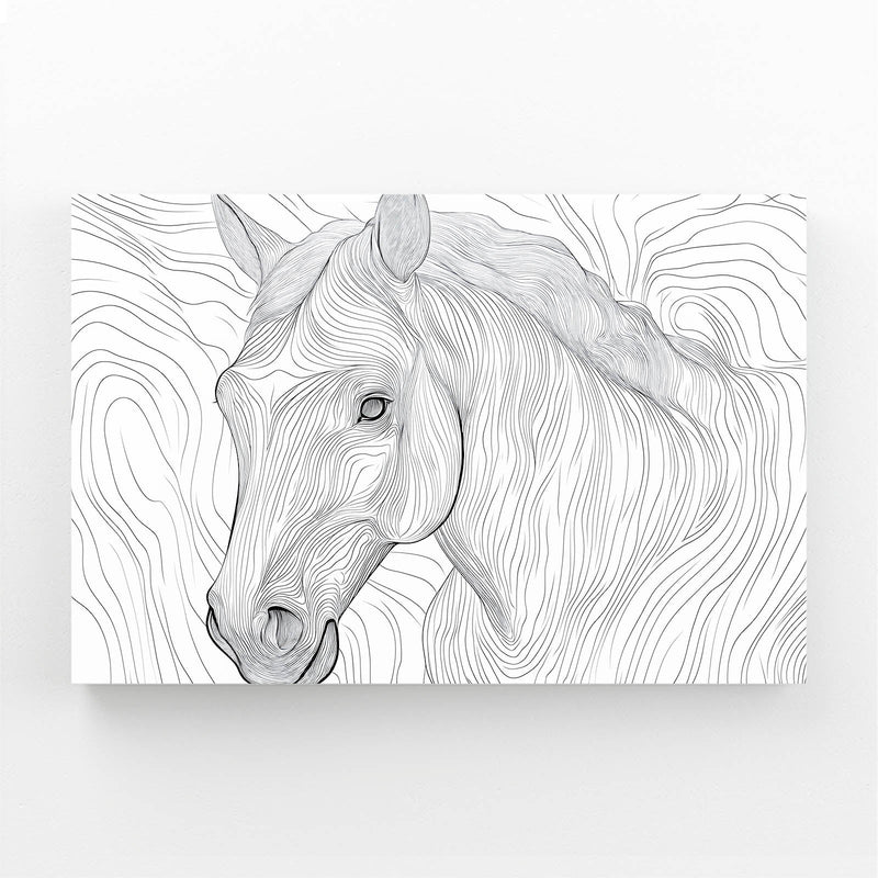 Lined Horse Canvas – angled canvas view on white background