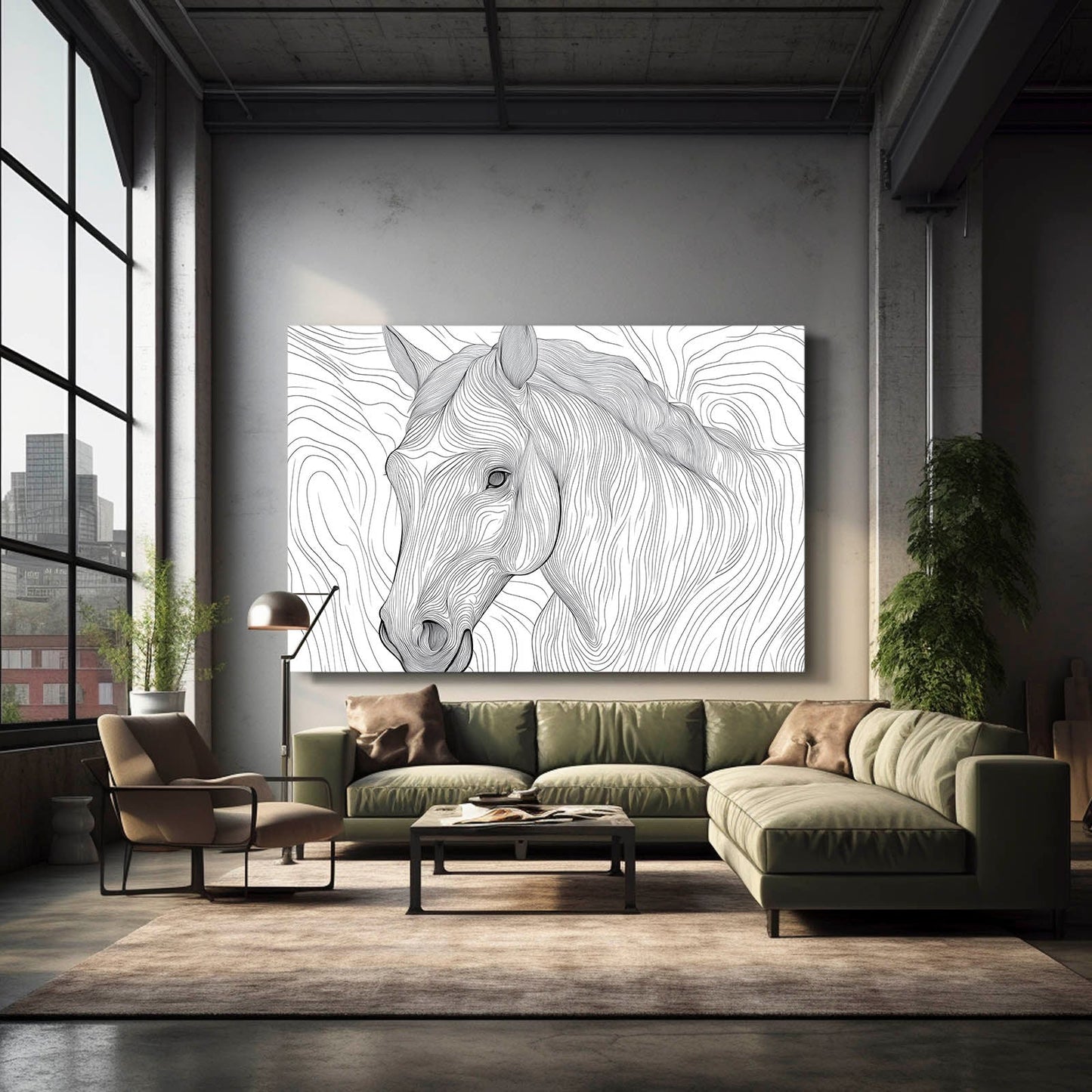 Lined Horse Canvas – angled canvas view on white background