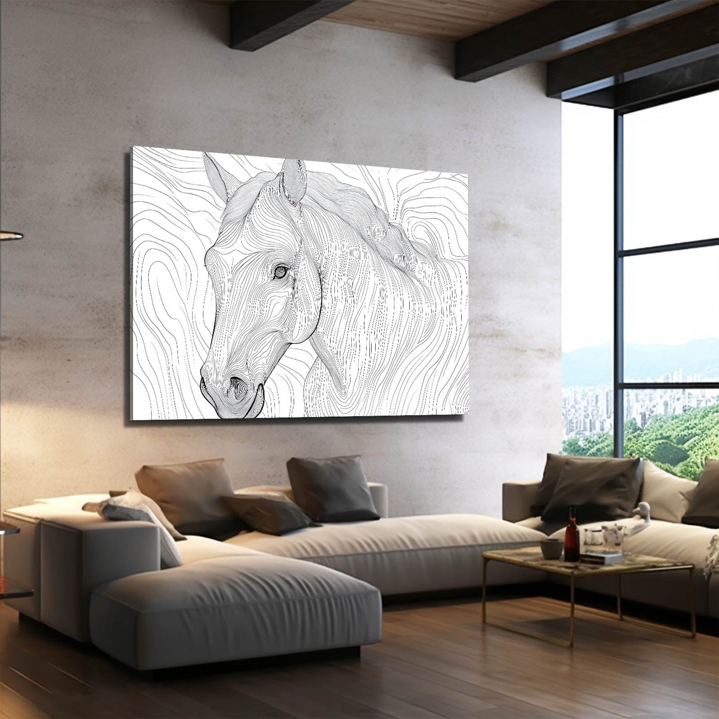 Lined Horse Canvas – angled canvas view on white background
