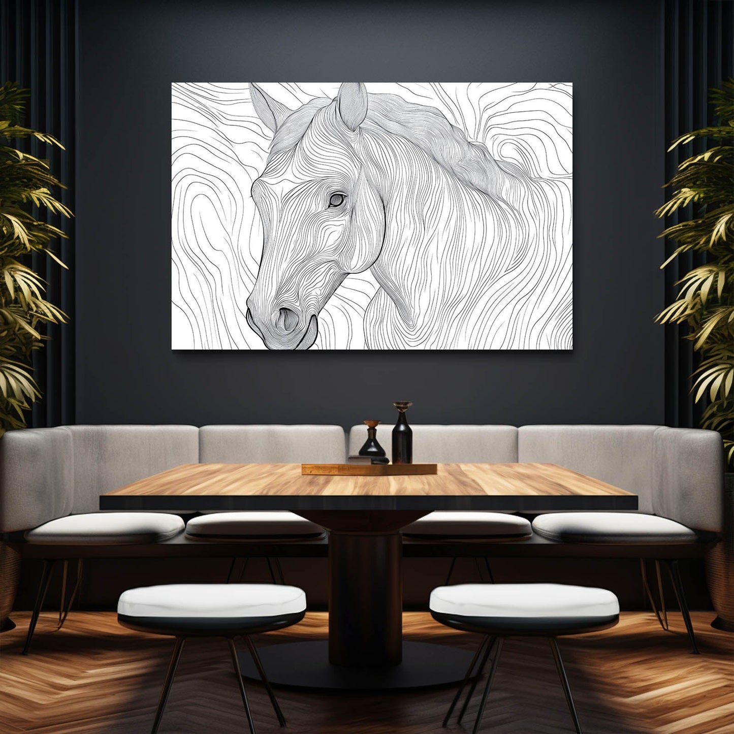 Lined Horse Canvas – angled canvas view on white background