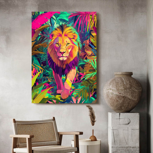 Lion African Art — digital canvas print in pink tones, view 3
