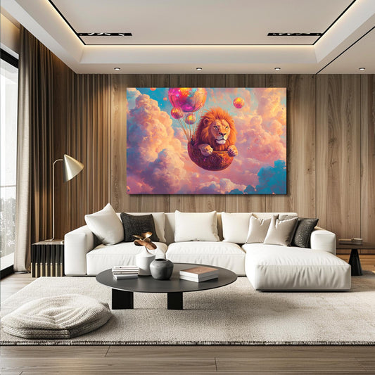 Lion Art Concept — digital canvas print in pink tones, view 3