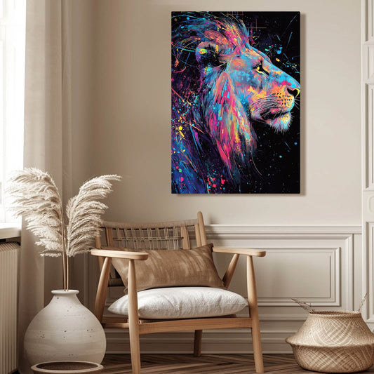 Lion Art Knight — digital canvas print in blue tones, view 3
